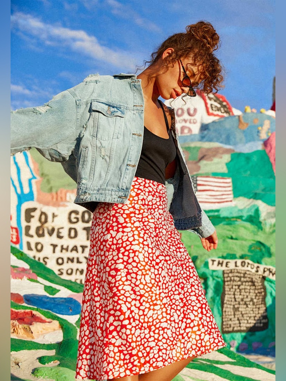 Lulus Elisa Red Print Satin Midi Skirt